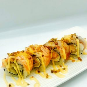 133a / Salmon mix flambé roll