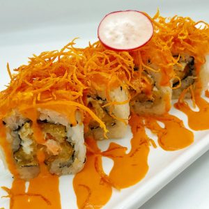 57b / Salmon potato flambé roll